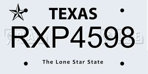 RXP4598 Texas License Plate