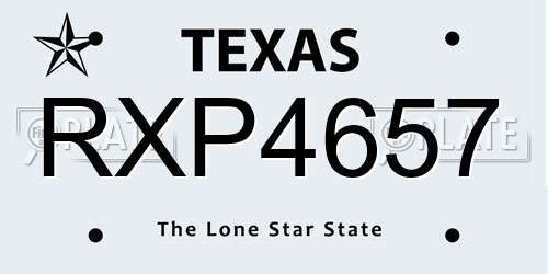 RXP4657 Texas License Plate