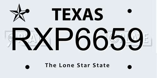 RXP6659 Texas License Plate
