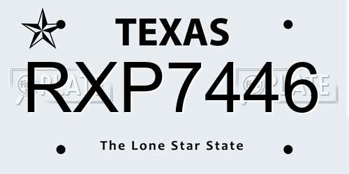 RXP7446 Texas License Plate