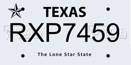 RXP7459 Texas License Plate