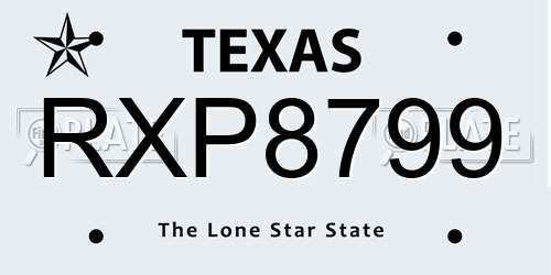 RXP8799 Texas License Plate