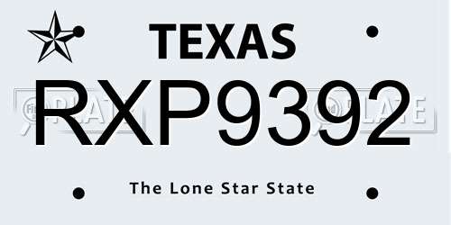 RXP9392 Texas License Plate