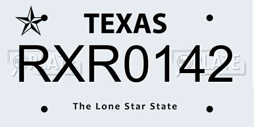RXR0142 Texas License Plate