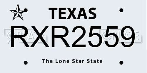 RXR2559 Texas License Plate