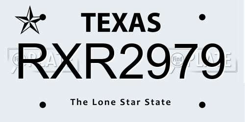 RXR2979 Texas License Plate