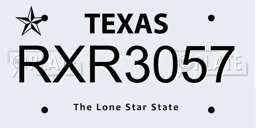 RXR3057 Texas License Plate