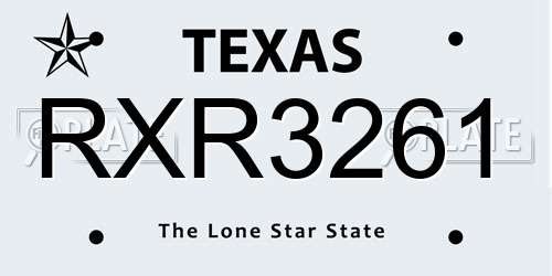 RXR3261 Texas License Plate