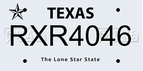 RXR4046 Texas License Plate