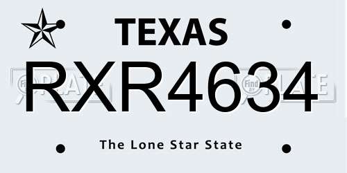 RXR4634 Texas License Plate