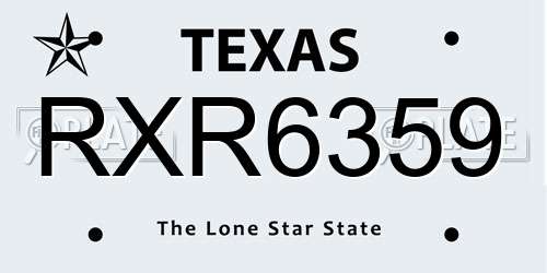 RXR6359 Texas License Plate