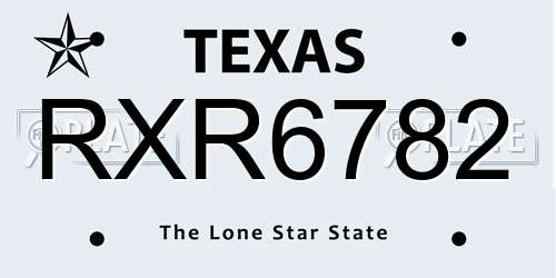 RXR6782 Texas License Plate