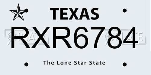 RXR6784 Texas License Plate
