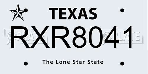 RXR8041 Texas License Plate