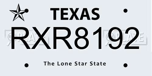 RXR8192 Texas License Plate