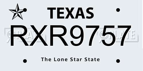 RXR9757 Texas License Plate