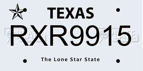 RXR9915 Texas License Plate