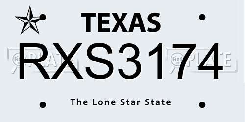 RXS3174 Texas License Plate