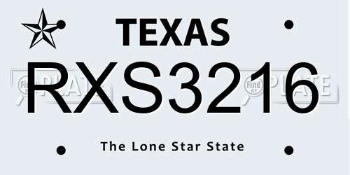 RXS3216 Texas License Plate