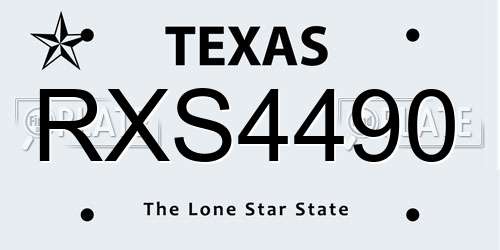 RXS4490 Texas License Plate