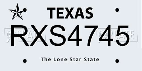 RXS4745 Texas License Plate
