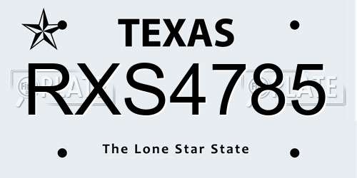 RXS4785 Texas License Plate
