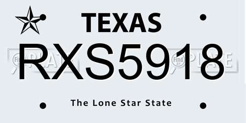 RXS5918 Texas License Plate