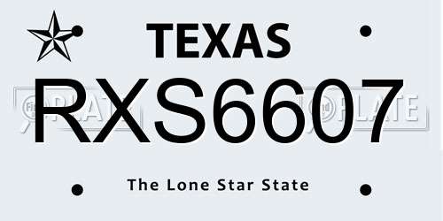 RXS6607 Texas License Plate