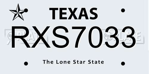 RXS7033 Texas License Plate