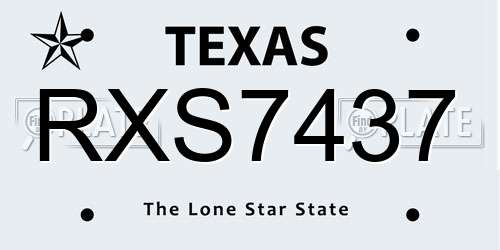 RXS7437 Texas License Plate