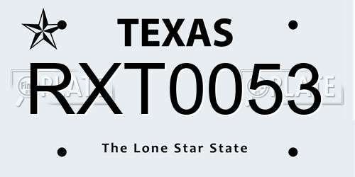 RXT0053 Texas License Plate