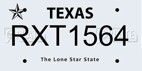 RXT1564 Texas License Plate