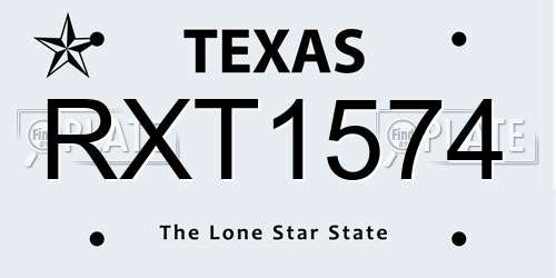 RXT1574 Texas License Plate