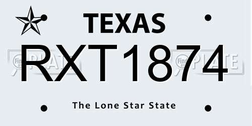 RXT1874 Texas License Plate