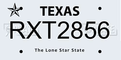RXT2856 Texas License Plate