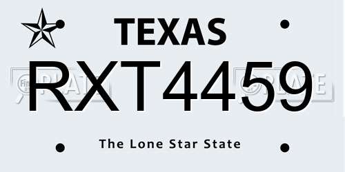 RXT4459 Texas License Plate