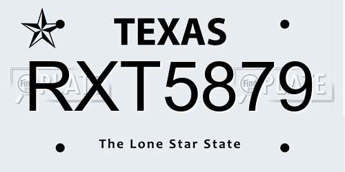 RXT5879 Texas License Plate