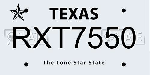 RXT7550 Texas License Plate