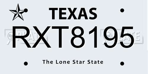 RXT8195 Texas License Plate