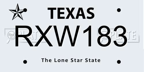 RXW183 Texas License Plate