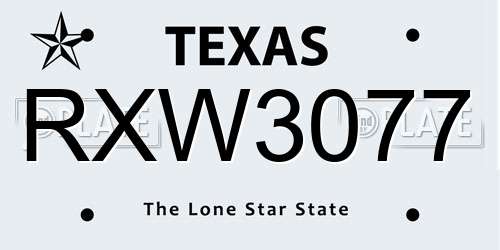 RXW3077 Texas License Plate