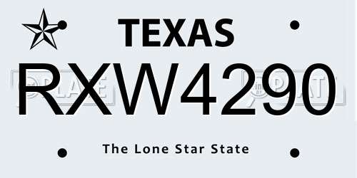 RXW4290 Texas License Plate