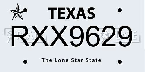 RXX9629 Texas License Plate