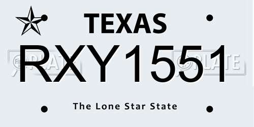 RXY1551 Texas License Plate