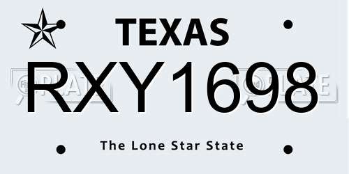 RXY1698 Texas License Plate