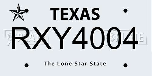 RXY4004 Texas License Plate