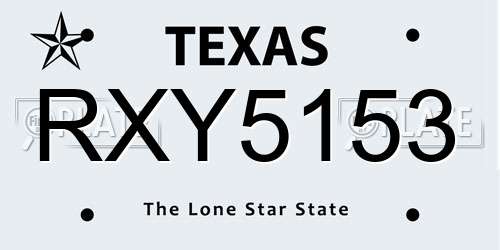 RXY5153 Texas License Plate