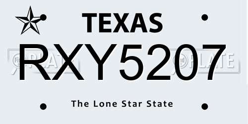 RXY5207 Texas License Plate