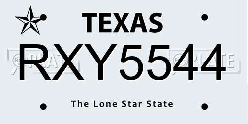 RXY5544 Texas License Plate