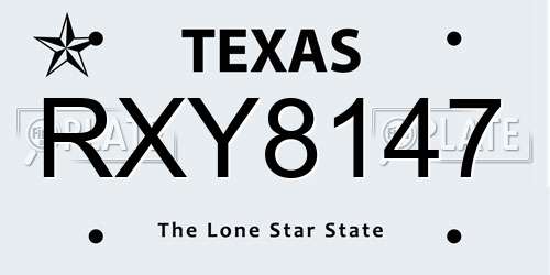 RXY8147 Texas License Plate
